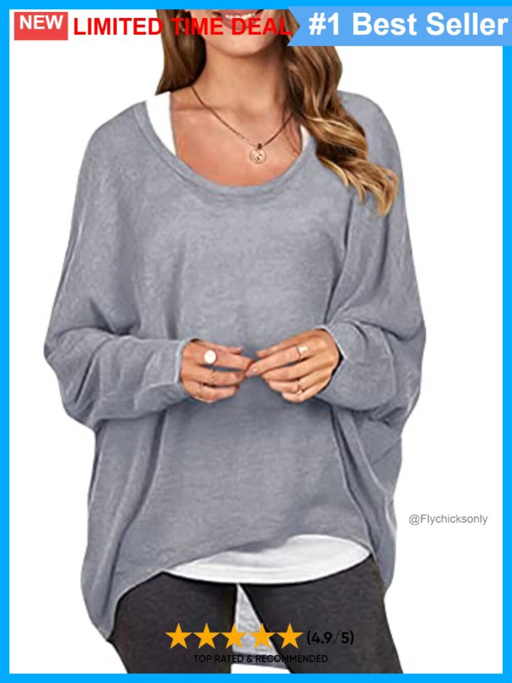 Women's Off Shoulder Batwing Sleeve Oversized Sweater Top High Low Hem